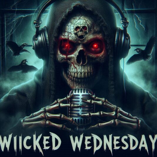 image to promote a radio show named Wicked Wednesdays. A radio show with horror and suspense storie (2)